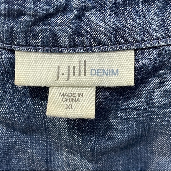 J. Jill Denim Button Down Tunic Chambray Blouse Tencel Lyocell Long Sleeve XL - Picture 3 of 5